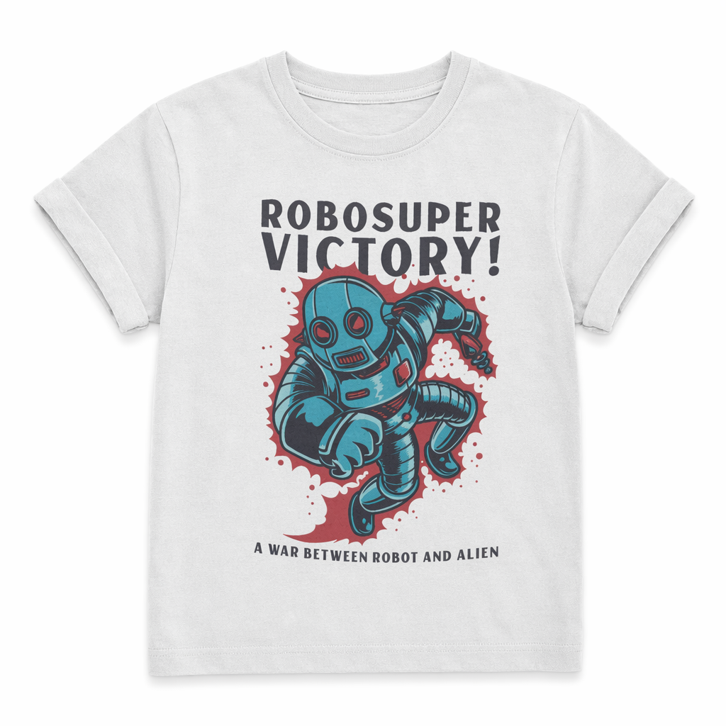 Robosuper Victory Tee for Boys White