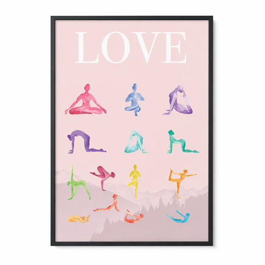 Premium Matte Poster Featuring 14 Yoga Poses for a Mindful Practice of Love Default