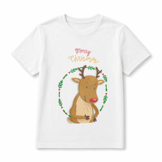 Holiday Reindeer Women's Tee with Short Sleeves White