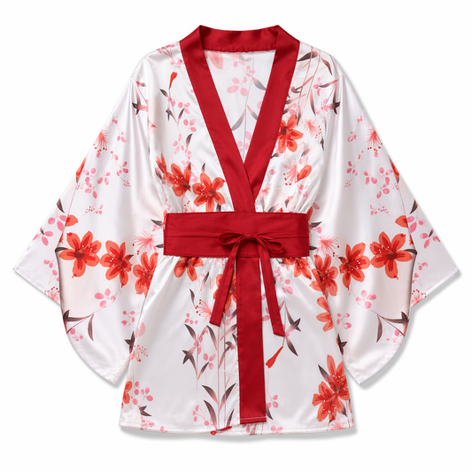 Red Floral Kimono Cosplay Robe Default