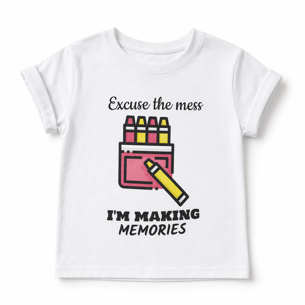Messy Girls Apology Tee for Kids White