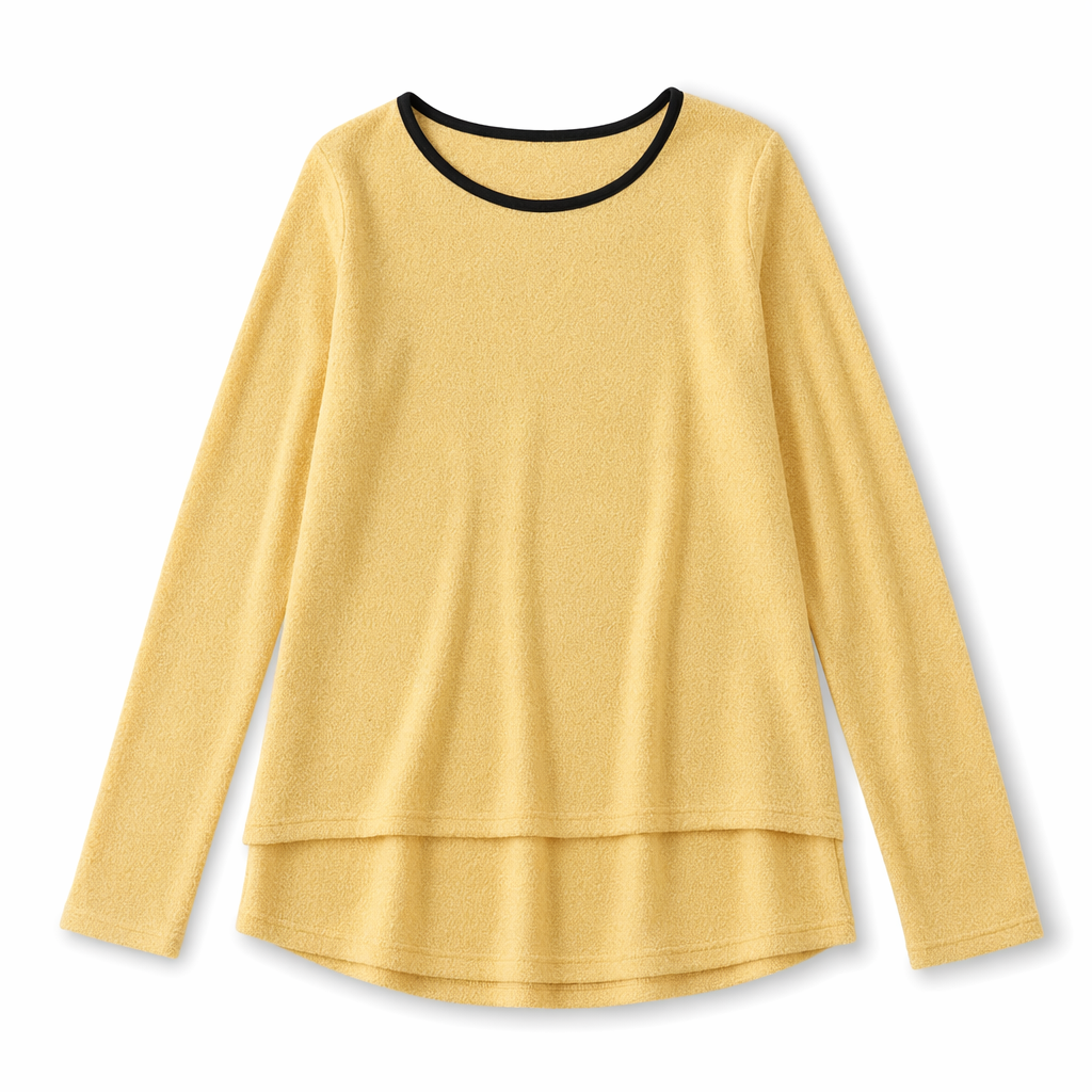 Long Sleeve Layered Women's Top Yellow