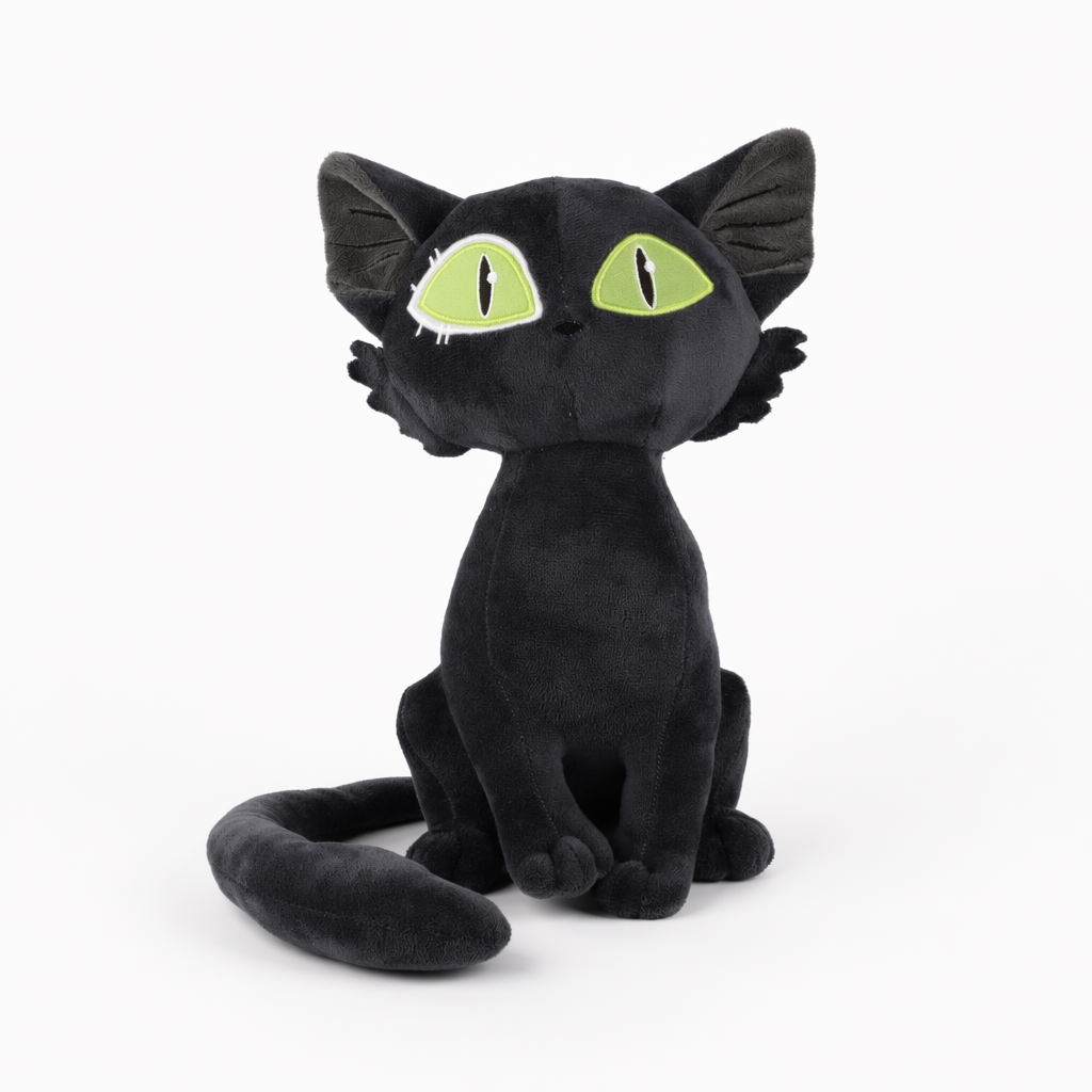 8-inch Cat Plush Toy - Baby-Safe Black