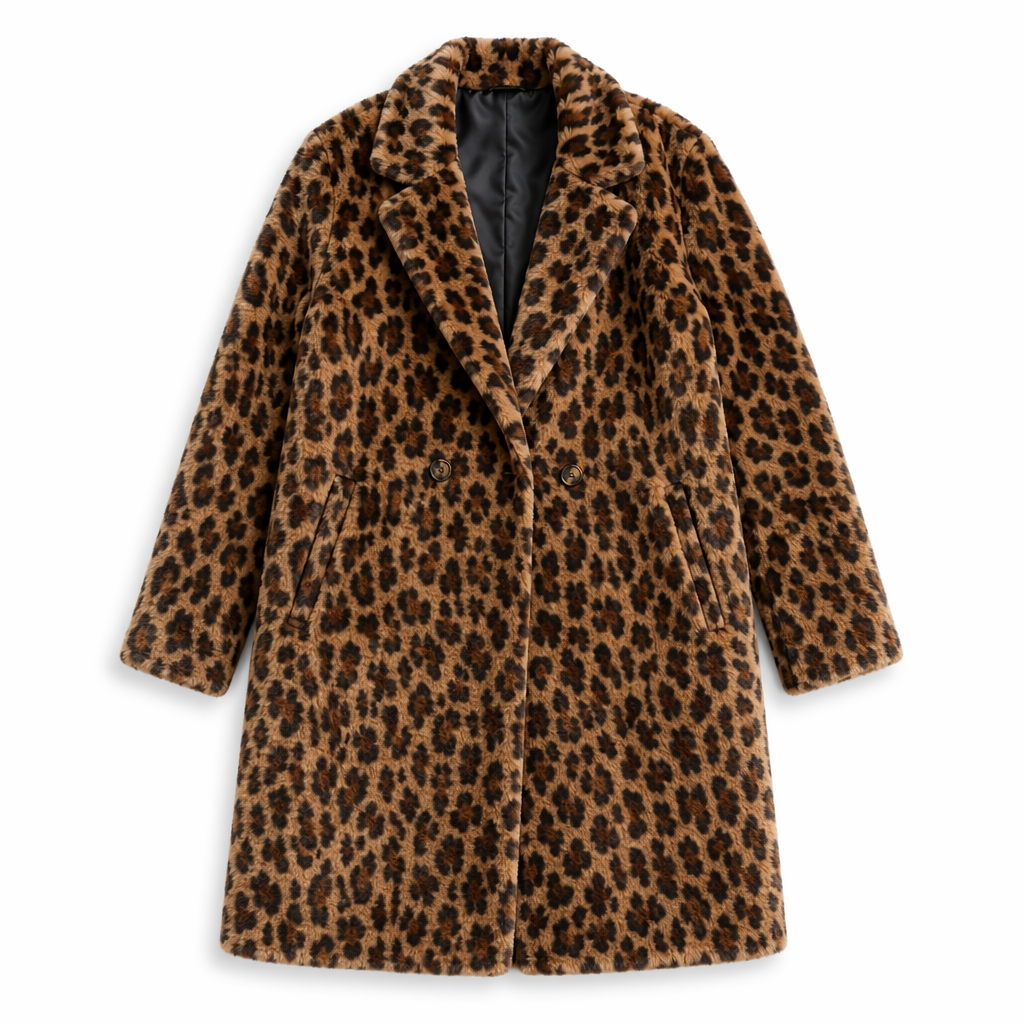 Leopard Print Mid-Length Women's Coat Default