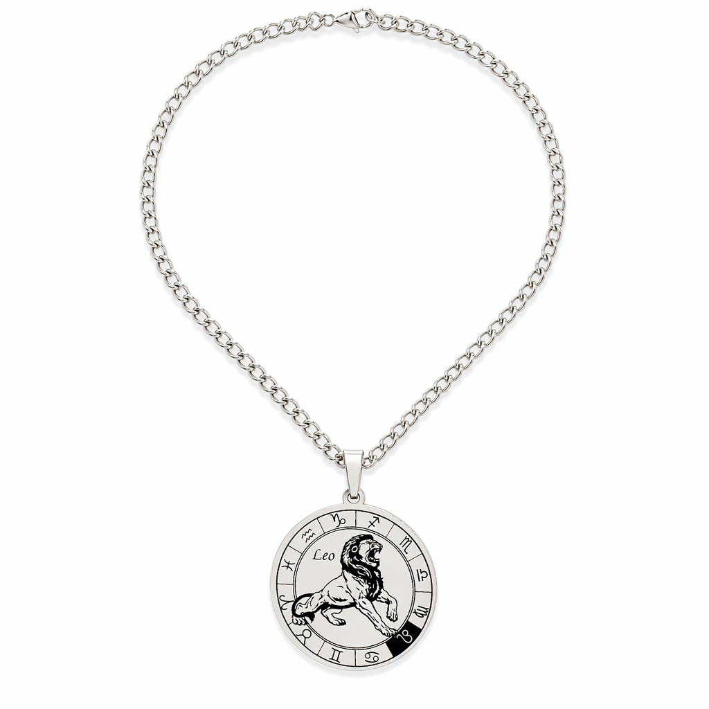 Horoscope Pendant Necklace - Unisex Round Design Leo