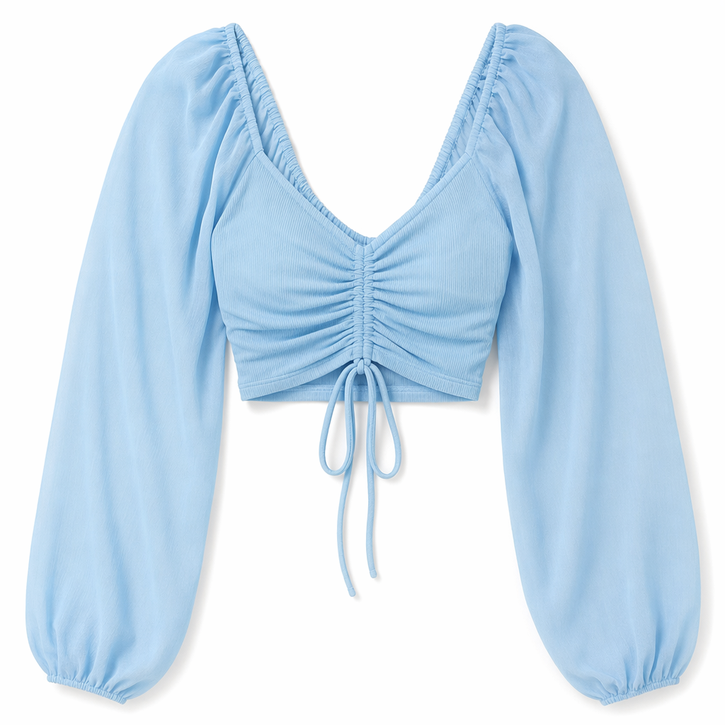 Bell Sleeve Summer Blouse for Women Sky Blue