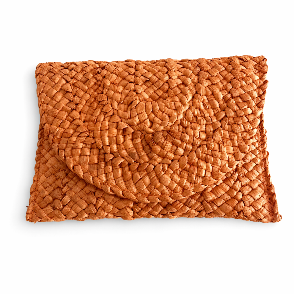 Summer Mini Straw Clutch: Embrace the Season in Style! Orange