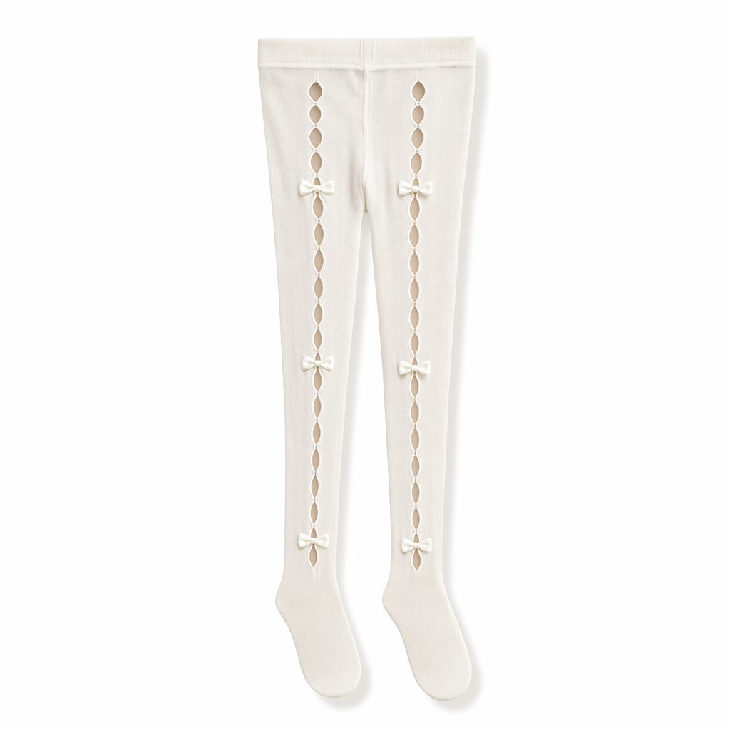 Kawaii Cutout Bow Pantyhose - Nylon Material Default