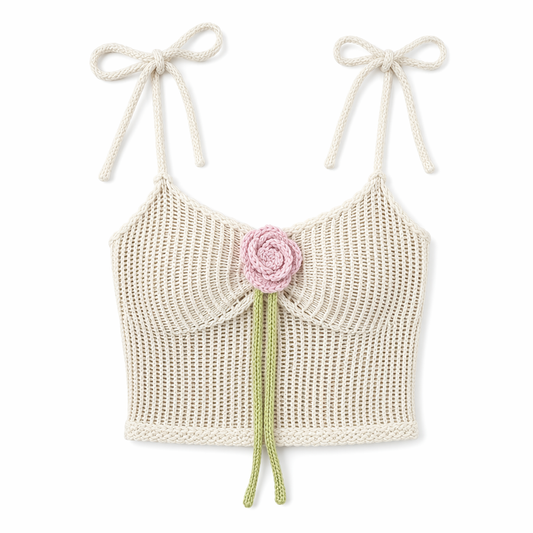 Knitted and Crocheted Flowery Cami Top Default