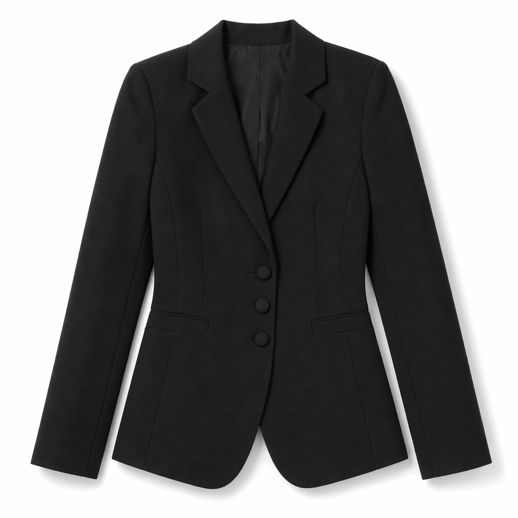 Three-Button Women's Blazer for a Sophisticated Business Casual Look Black