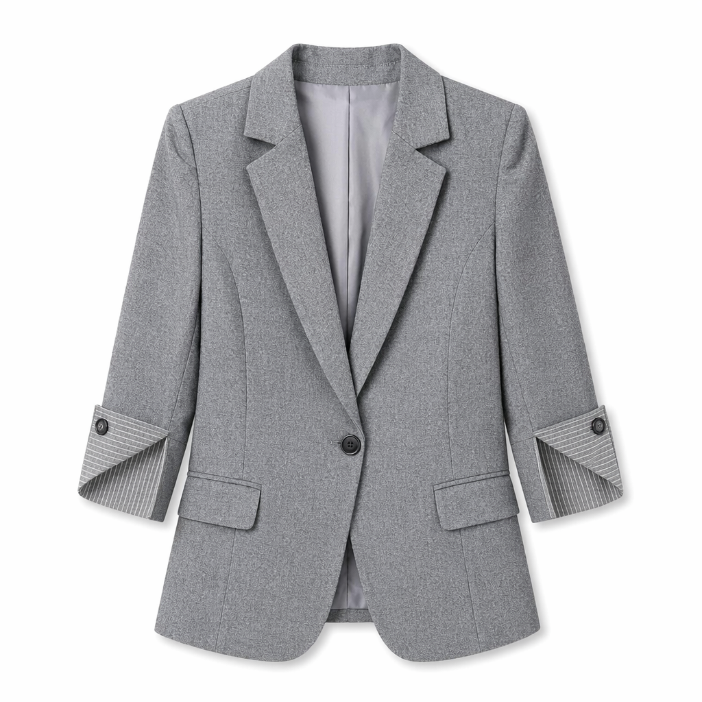 Slim Fit Korean-Inspired Blazer Jacket for Women Gray