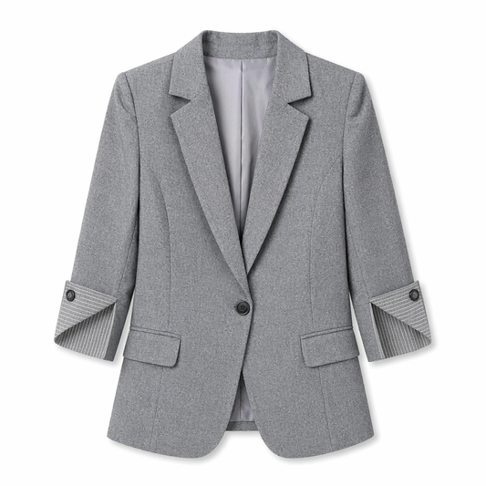 Slim Fit Korean-Inspired Blazer Jacket for Women Gray