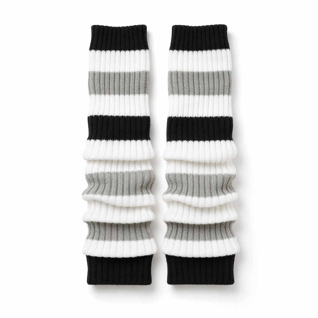 Feminine Leg Cozies Black White Gray