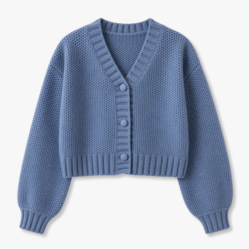 Slim Fit Short Cardigan for Women Blue