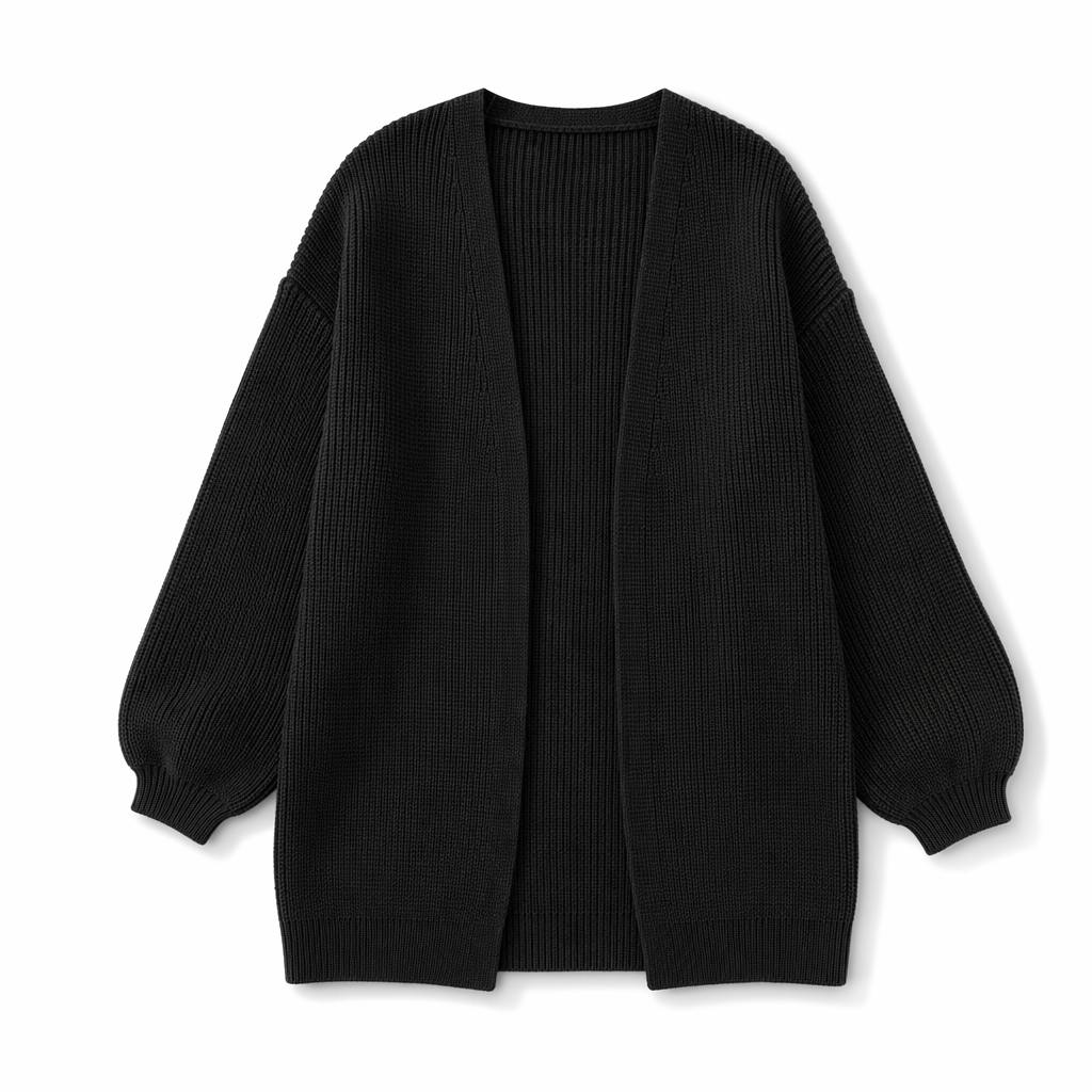 Loose Open Front Women's Casual Cardigan Black