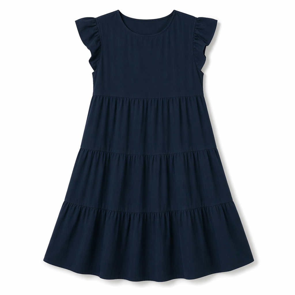 Flowy Cap Sleeve Women's Dress Navy