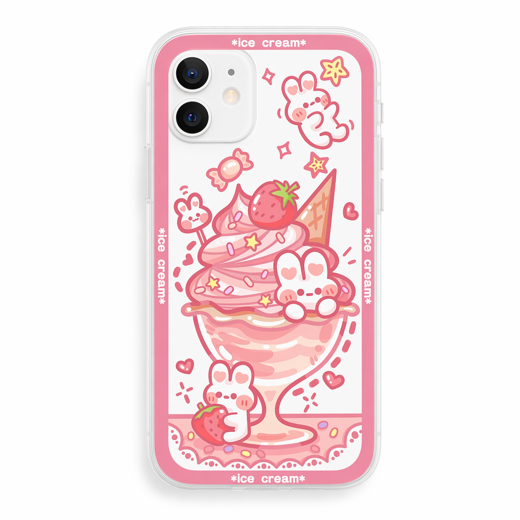 Transparent Cute Animal x Ice Cream Phone Case Default Title