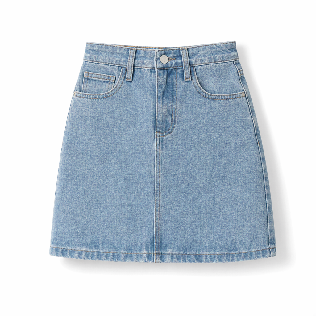 High-Waisted Denim Skirt for Women: Retaining the Essence while Creating Distinction Light Blue