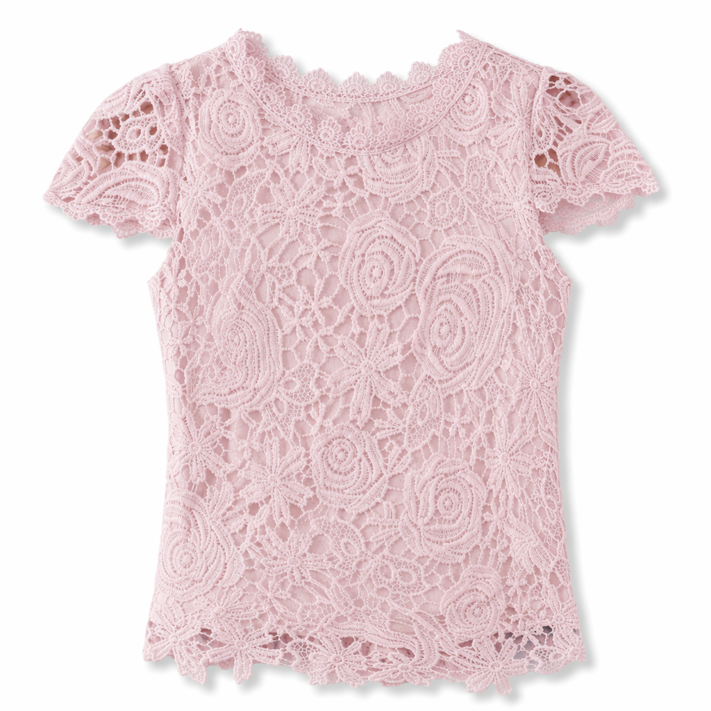 Short Sleeve Lace Top for Women - Perfect for the Summer Season Pink