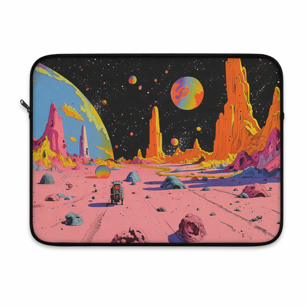 Laptop Sleeve with a Retro Space Robot Design Default