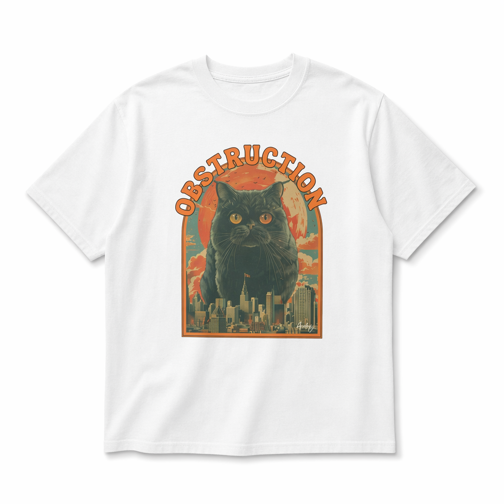 Cat Blockade Vintage Tee White