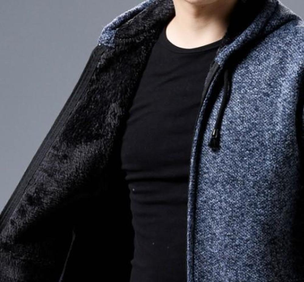 Blue Hooded Zip-Up Jacket for Men