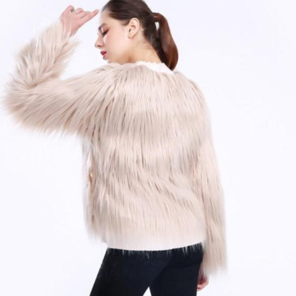 Pink Faux Fur Coat for Women