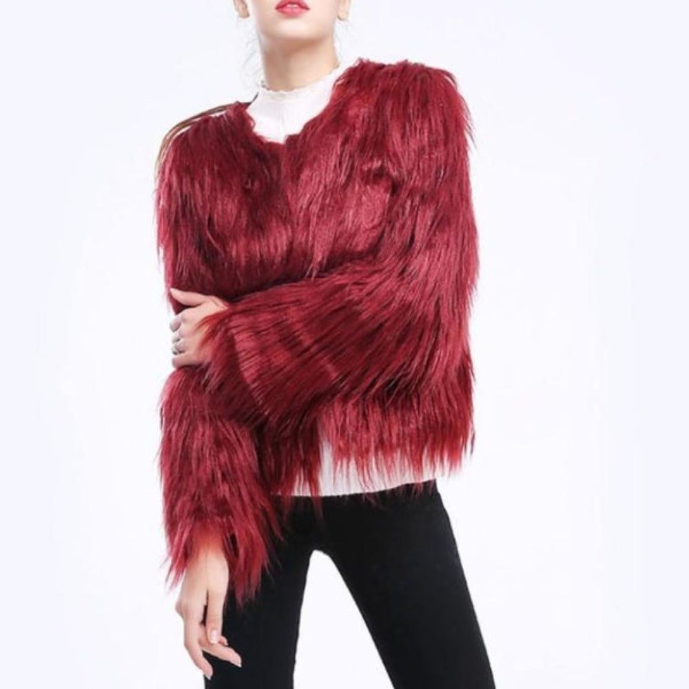 Pink Faux Fur Coat for Women