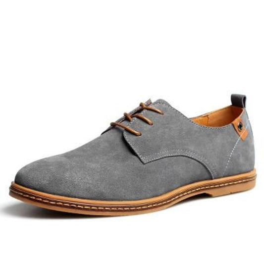Suede Lace-Up Shoes for Men's Casual Wear: gray, brown lace-up shoe, casual minimalist style