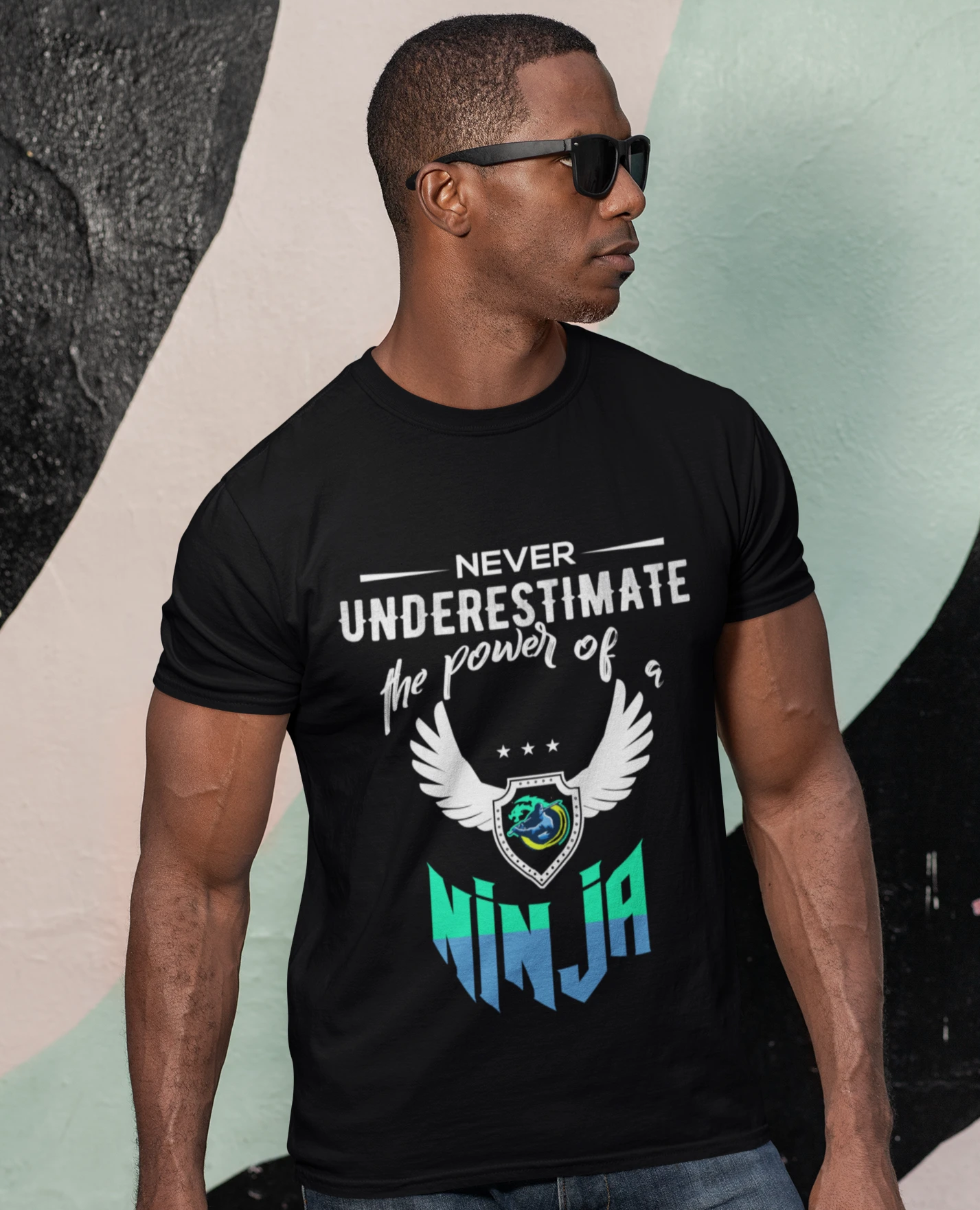 Green Text Ninja Power Short Sleeve Tee