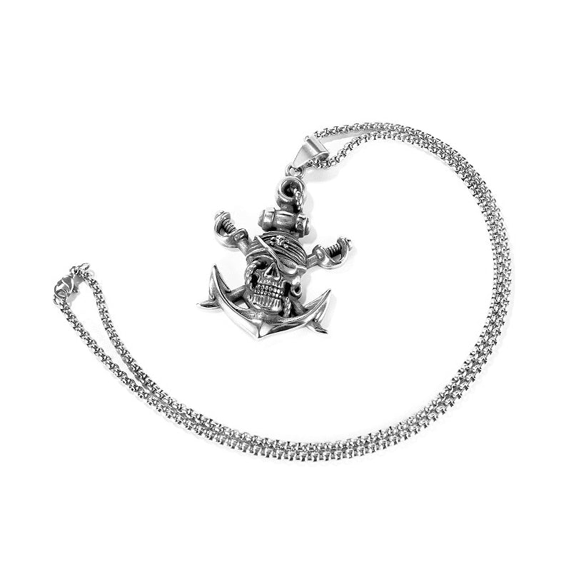 Double-Edged Sword Pirate Anchor Pendant Necklace