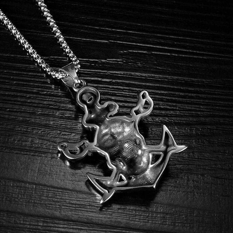 Double-Edged Sword Pirate Anchor Pendant Necklace