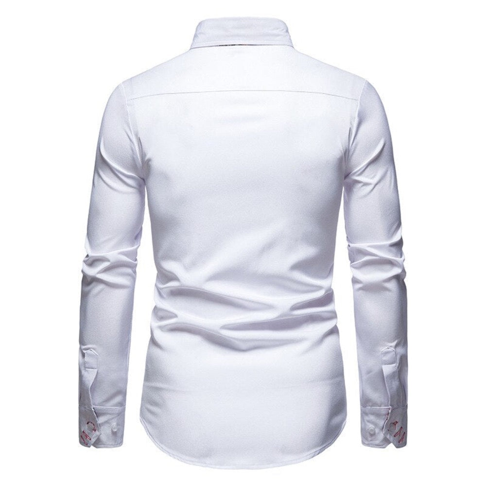 Button-Down Men's Shirt with Botanical Accents