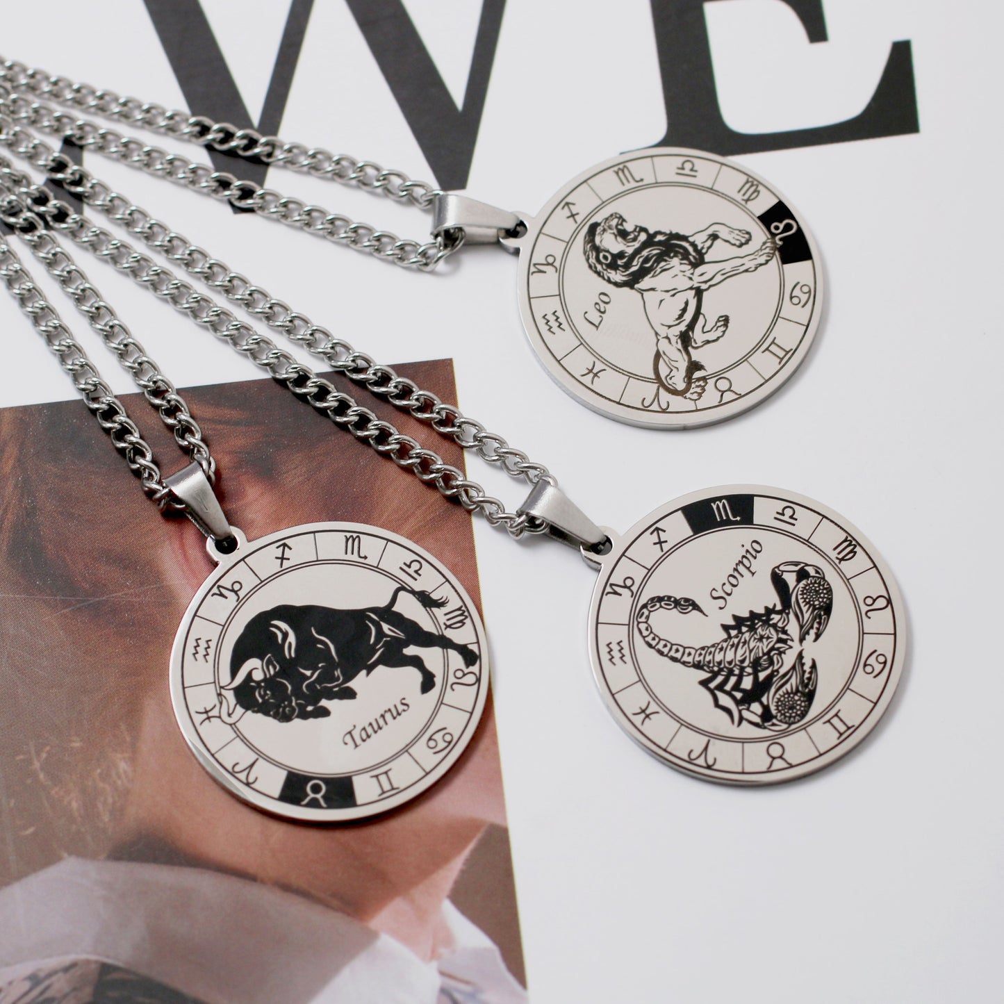 Horoscope Pendant Necklace - Unisex Round Design