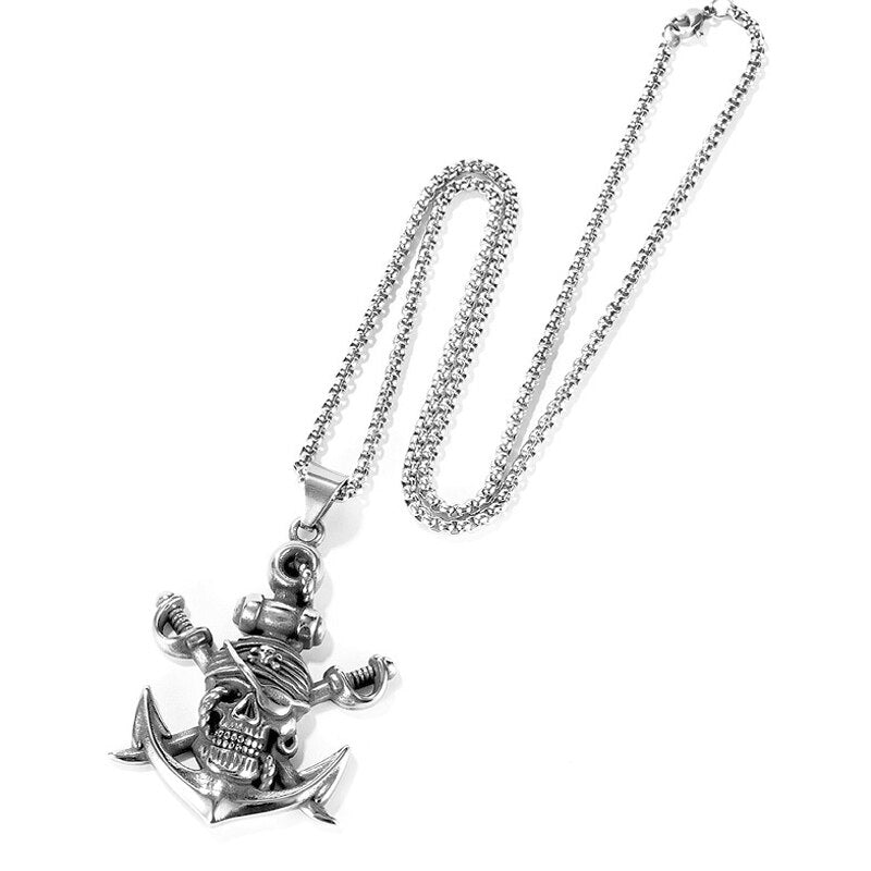 Double-Edged Sword Pirate Anchor Pendant Necklace