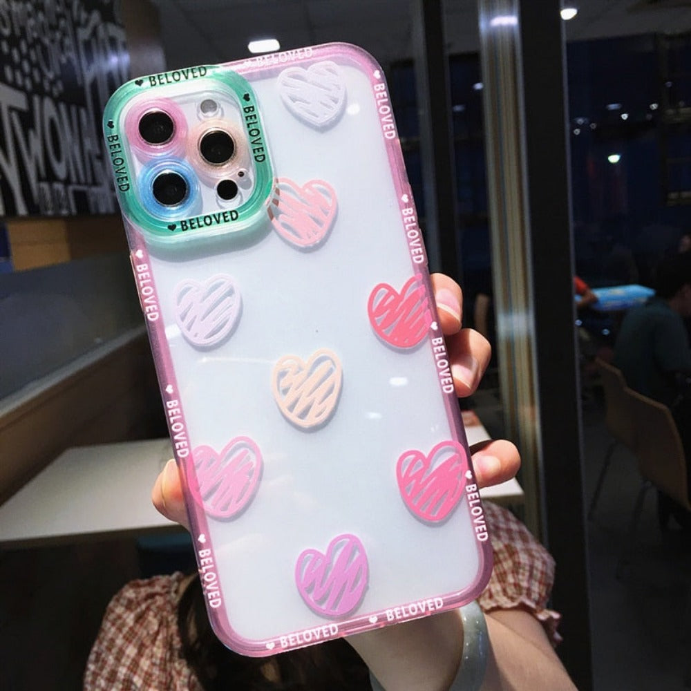 Clear & Stylish iPhone Case with Heart Design