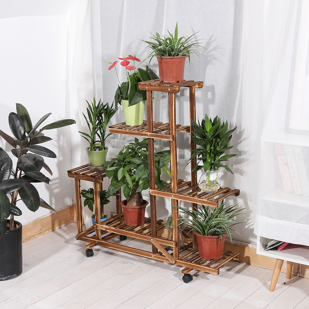 Rolling Multi-Tier Flower and Plant Display Stand