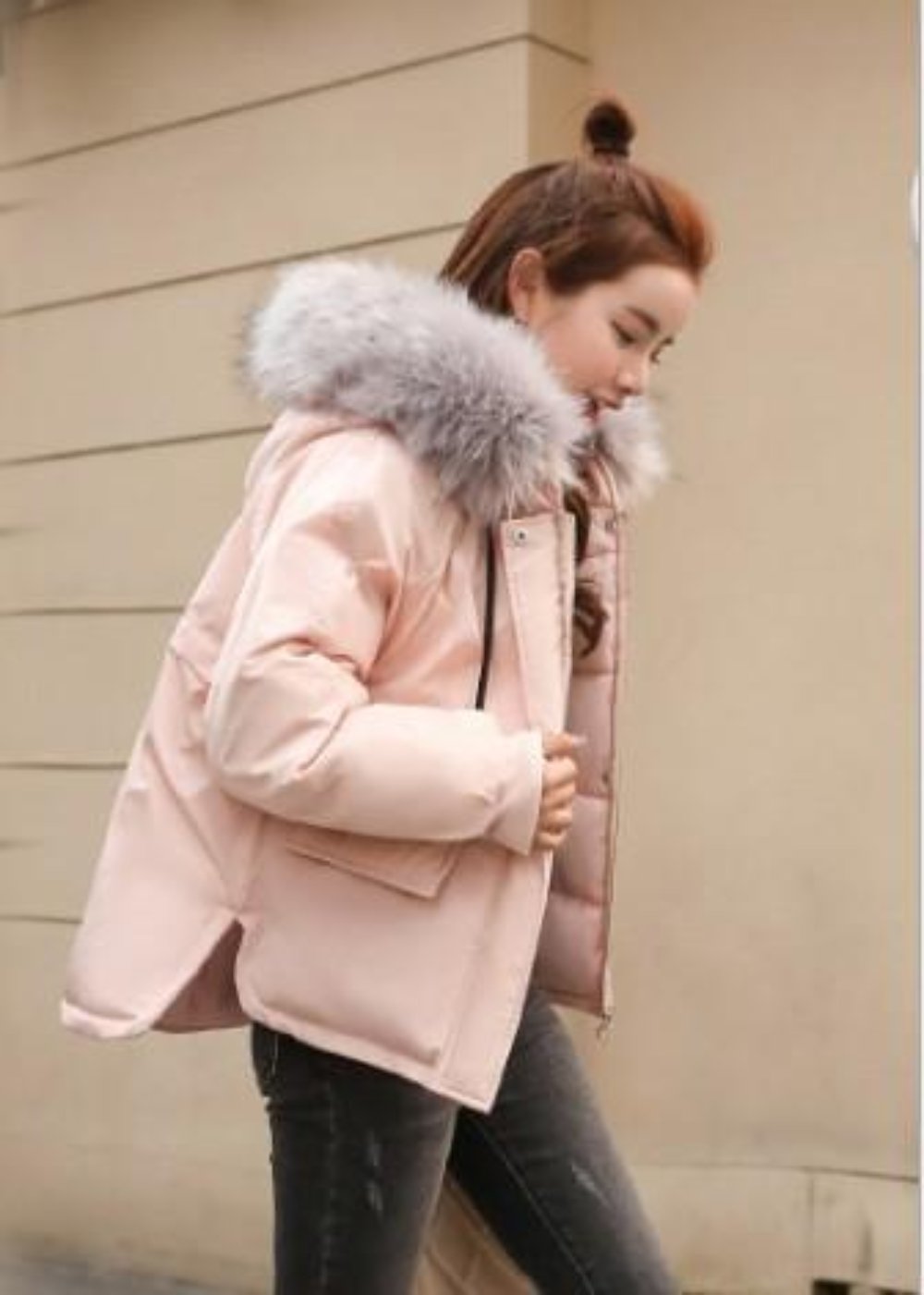 Red Hooded Winter Puffer Jacket for Women