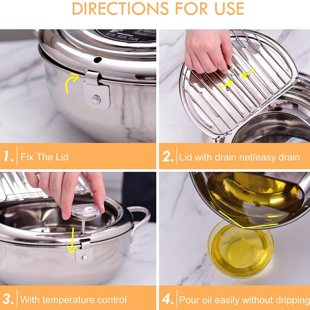 Japanese Cuisine Fryer with Built-in Thermometer