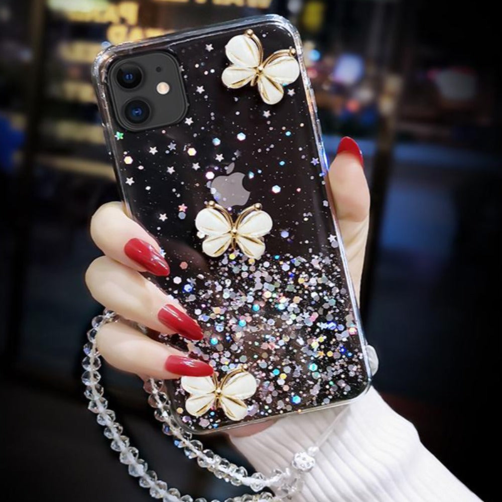 Glittery Butterfly Patterned Protective Cover
