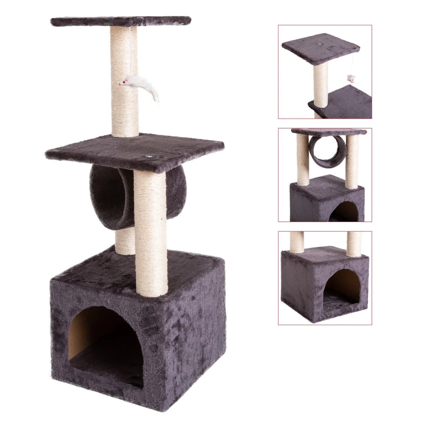 Plush Cat Tower with Sisal Rope for Climbing
