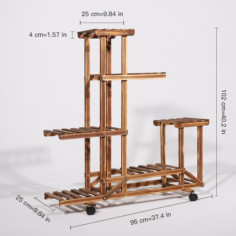 Rolling Multi-Tier Flower and Plant Display Stand