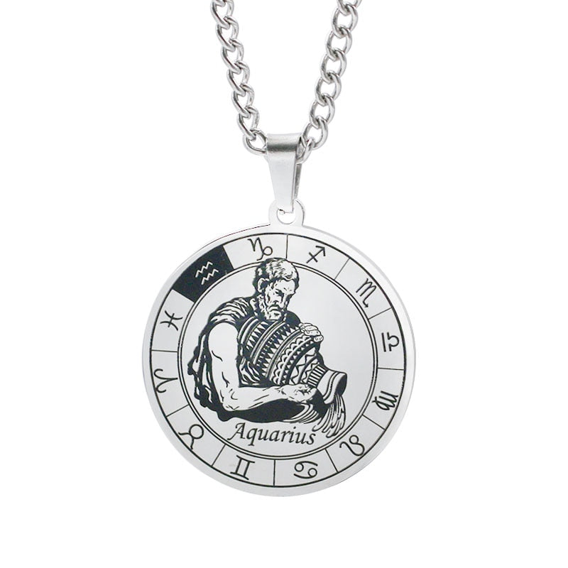 Horoscope Pendant Necklace - Unisex Round Design