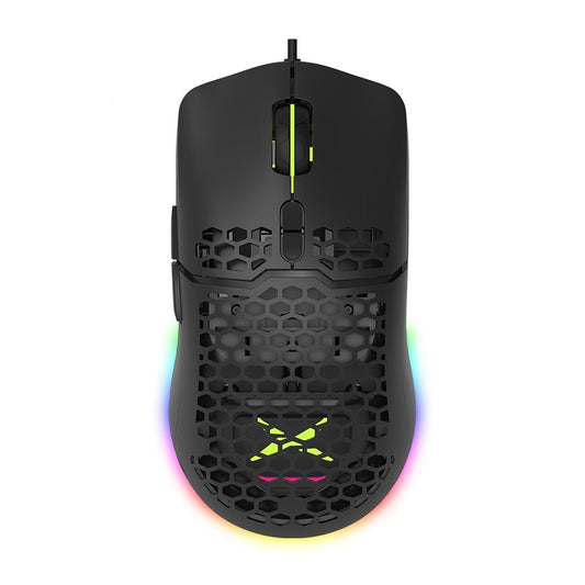 RGB Gaming Mouse with 16000 DPI Capability: black, neon green wired computer mouse, gaming, futuristic style