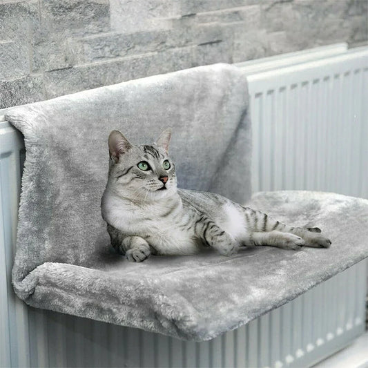 Portable Cat Hammock Bed, The Perfect Cozy Spot for Your Feline Companion on the Go: light gray, gray cat, minimal style