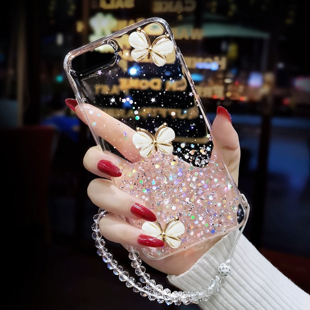 Glittery Butterfly Patterned Protective Cover