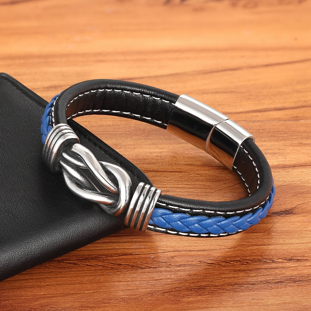 Square Knot Buckle Vegan Leather Wristband