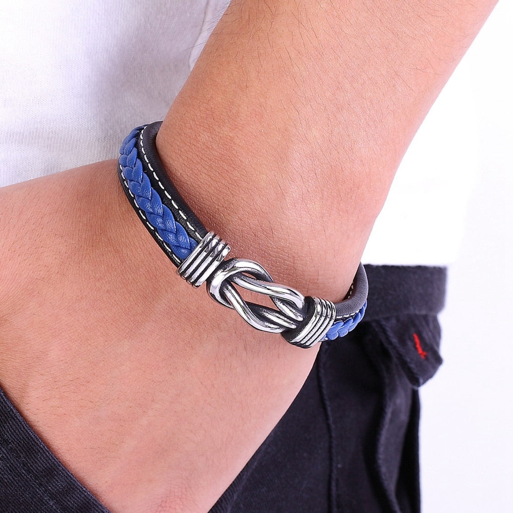 Square Knot Buckle Vegan Leather Wristband