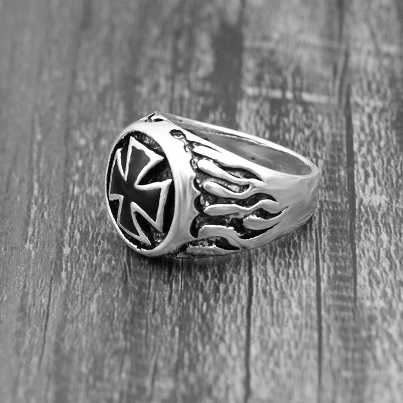 Flaming Cross Ring for Men