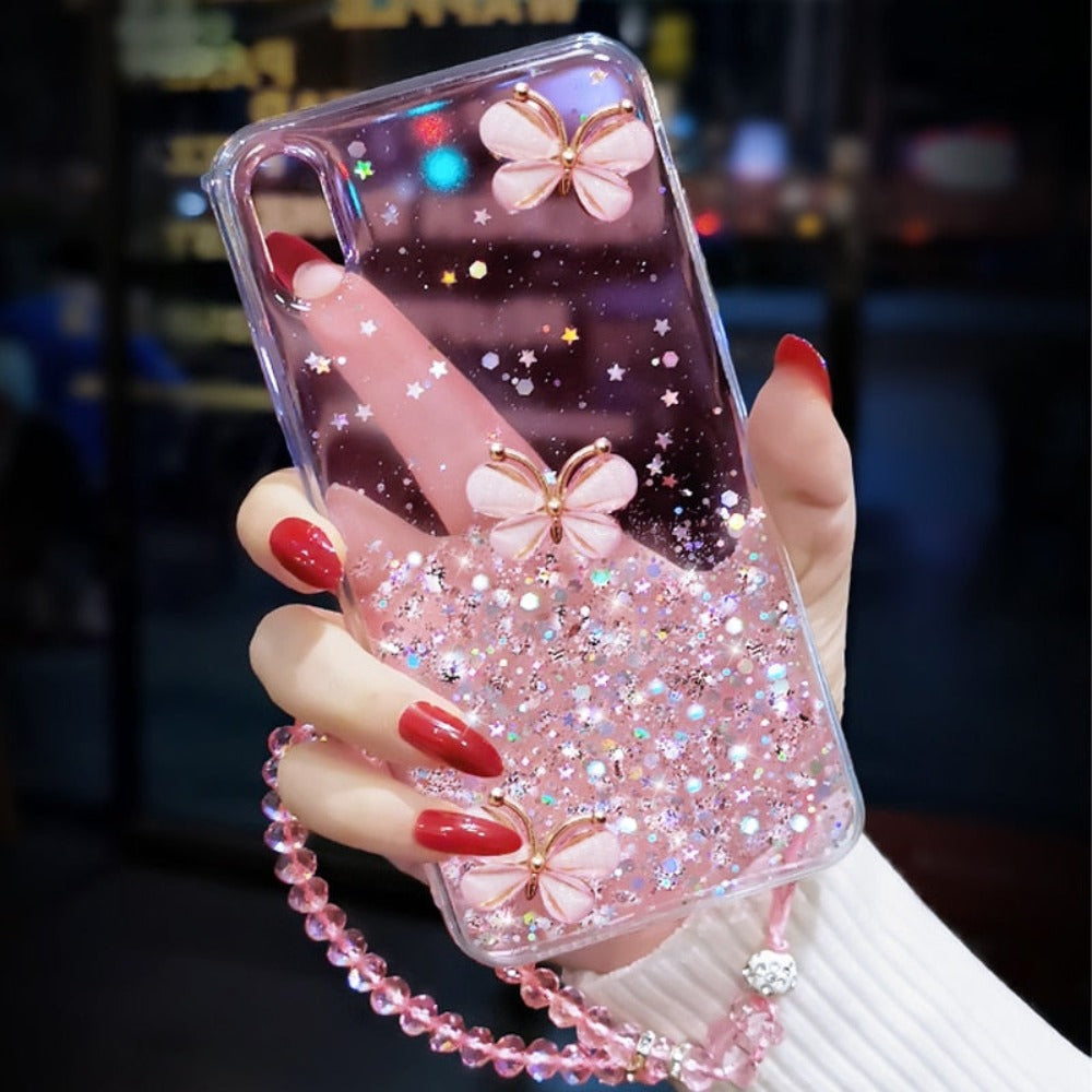 Glittery Butterfly Patterned Protective Cover